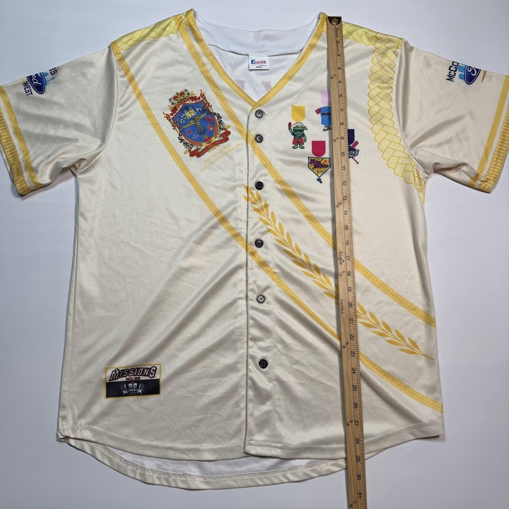 San Antonio Missions Jersey Mens XL White Baseball Rey Feo 77 Fiesta Promo - Picture 7 of 9